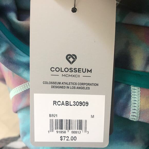 NWT Colosseum Women's Amour Workout Leggings Tie Dye Teal Medium Activewear Gym - Picture 8 of 9